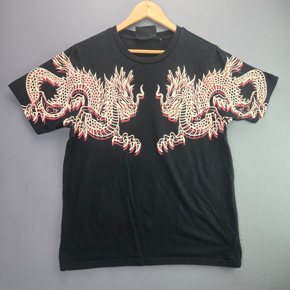 Super Massive T Shirt Dragon Graphic Streetwear Medium Black Short Sleeve Crew
